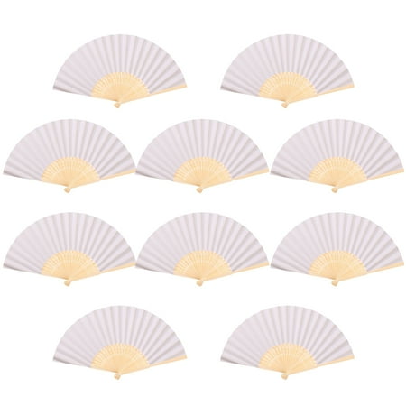 

Uposao Folding Bamboo Fan Paper Fan DIY Children Painting Fan Blank Solid Color Cooling Fan Writing Painting Durable Bamboo Fan Props for Photo Painting Stage Performance White