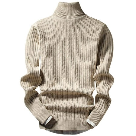 Mens Turtleneck Knitted Long Sleeve Tops Winter Sweaters Knitwear Warm ...
