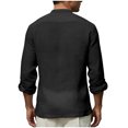 thumbnail image 4 of Camisetas de Manga Larga Casual Color Sólido Botón de Cuello Redondo Detalle Camiseta Suave para Deportes Primavera Diaria, 4 of 7