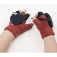 thumbnail image 4 of Bibifish Kids Convertible Gloves Flip Top Knitted Gloves Black Green Cute Paw Pattern Boys And Girls Winter Warm Soft Daily Wear Gloves For 5-8 Years, 4 of 5