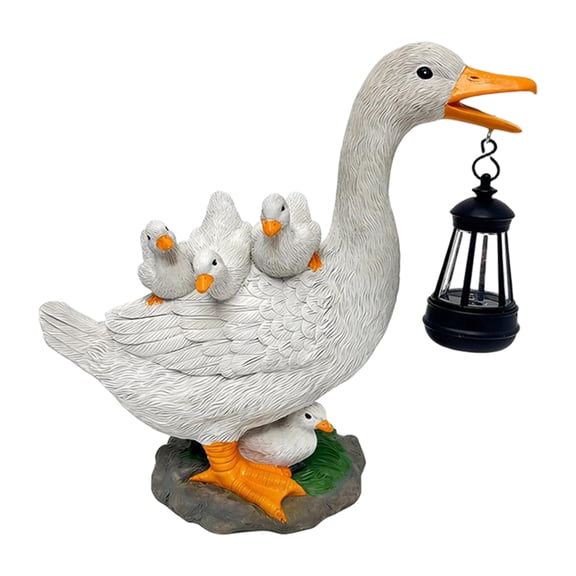 Solar Powered Duck Garden Statue, 9.5in Outdoor Resin Hanging Lamp for Yard Decor, Waterproof Animal Sculpture for Lawn and Patio, Garden Ornament