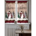 thumbnail image 4 of Christmas Curtains 54 Inch Length, Sheer Curtains for Bedroom Living Room Window Vintage Red Plaid Tree Xmas Snowman Rod Pocket Voile Drapes Kitchen Curtains Small Half Window 52"x54" 2 Panels, 4 of 7