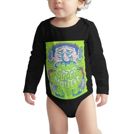 

Guttermouth s Baby Boy Girl Long Sleeve Bodysuit Snap Closure Black 6 Months