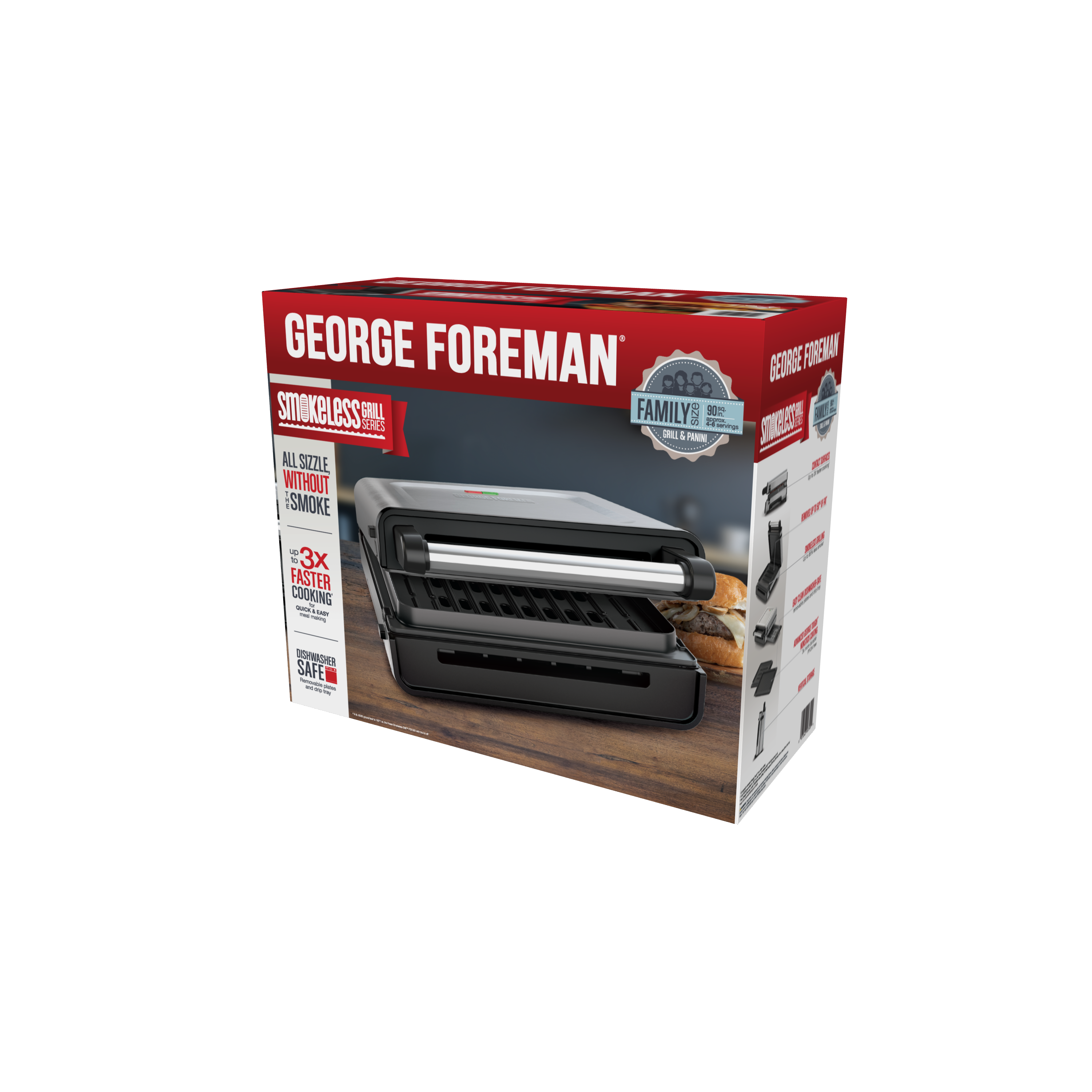 George Foreman Contact Smokeless - Ready Grill, Family Size (4-6 Servings), GRS6090B-1 - image 4 of 8
