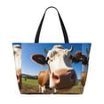 thumbnail image 2 of Daiia Blue Sky Meadow Cute Cow Beach Travel Bag - Water-Resistant Beach Bag, Lightweight Tote with 7 Pockets for Women and Men - Gym,Pool,Camping,Reusable Grocery Bag, 2 of 7