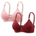 thumbnail image 2 of qelini Wirefree Bras for Women Push Up Comfort School Season 2Pack Hollow Out No Rims Gathered Together Daily Bralette Lightweight and Fashion Breathable Wine 40/90, 2 of 5
