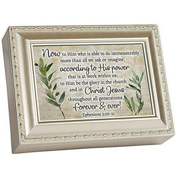 Now To Him Who Is Able Woodgrain Jewelry Music Box Plays Jesus Loves Me