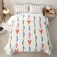 thumbnail image 2 of Manfei Marine Fish Lobster Quilt King, Watercolor Lines King Coverlet Set, Yellow White, 3-Piece, 1 Bedspread and 2 Pillowcases, 2 of 7