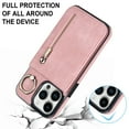 thumbnail image 5 of Nalacover for iPhone 12 Pro/12, Wallet with RFID Credit Card Holder and Zipper Pocket,Drop Protection Flip Cover Ring Holder Kickstand with Double Magnetic Clasp For iPhone 12/12 Pro, Pink, 5 of 12