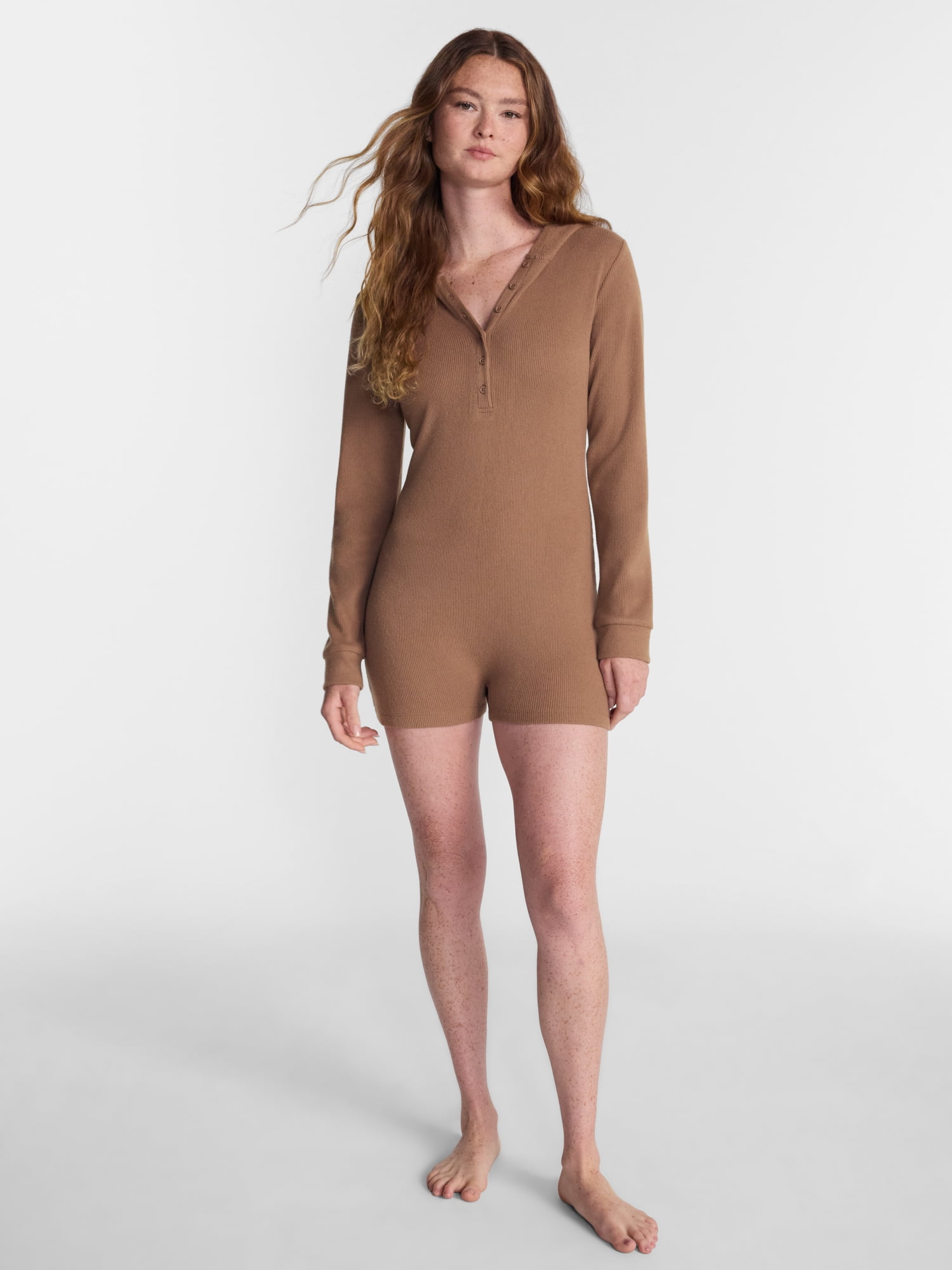 No Boundaries Waffle Knit Romper, Women’s XS-2X