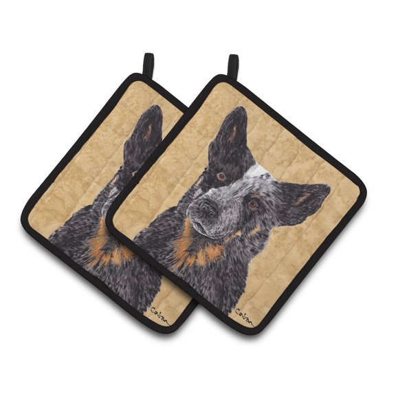 Australian Cattle Dog Wipe your Paws Pair of Pot Holders