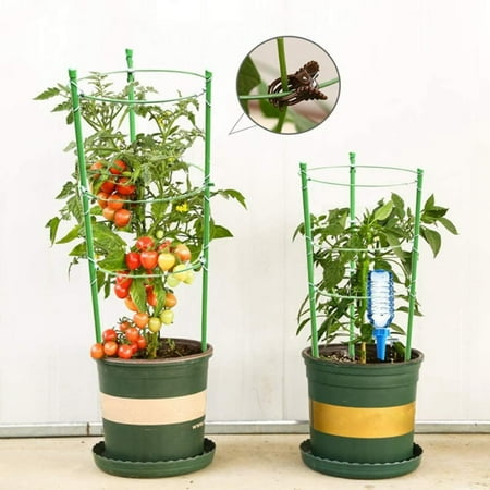 

2pcs Garden Plant Support Cage Frame Rings Ties Metal Flower Climbing Stand Stake Set