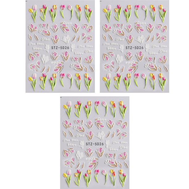 Pegatinas para uñas 5d, exquisitos suministros para uñas en relieve, manicura autoadhesiva, flor decorativa, diseño de tallado, manicura acrílica MFZFUKR CPB-DE-LYY508-3