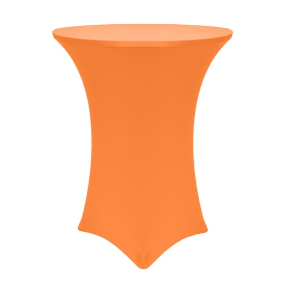 Ultimate Textile (3 Pack) 30-36-Inch Round Cocktail Spandex Fitted Stretch Elastic Tablecloth - for 42" High Tables, Neon Orange