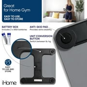 iHome Digital Battery Powered Bathroom Scale with Backlit LCD 400 lbs Capacity, Gray