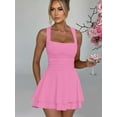 thumbnail image 3 of Kaximil Women's Square Neck Ruffle Hem Mini Dress Ruched Waist Short Party Dresses, 3 of 11