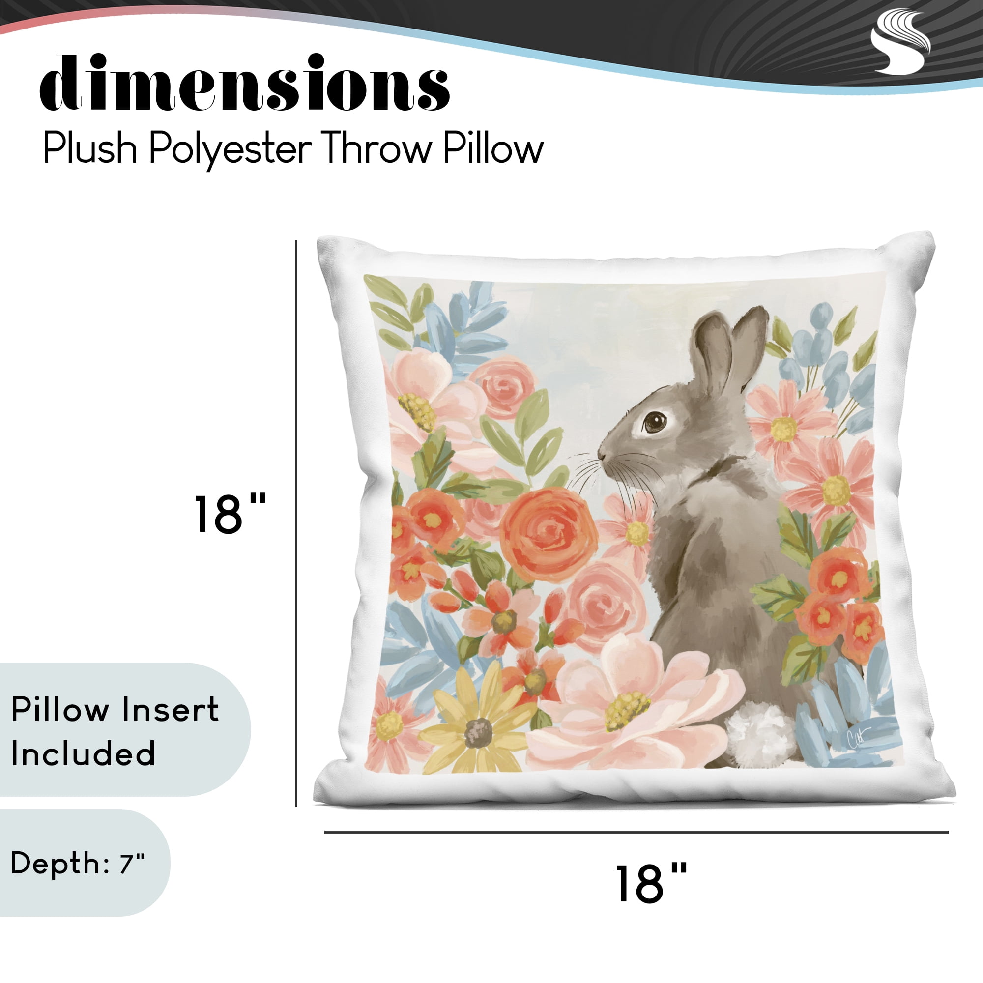 Stupell Industries Bunny In The Blooms Decorative Printed Throw Pillow, design by Cat Thurman Designs