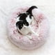 thumbnail image 5 of Cama para perros y gatos con forma de donut rosa de 40 cm, cama de almohada redonda para interiores con pelo largo y cálido para mascotas pequeñas, 5 of 7