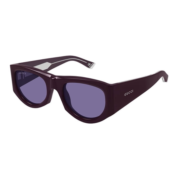 Gucci GG1917S 010 53mm Square Sunglasses Women's Shiny Solid Plum