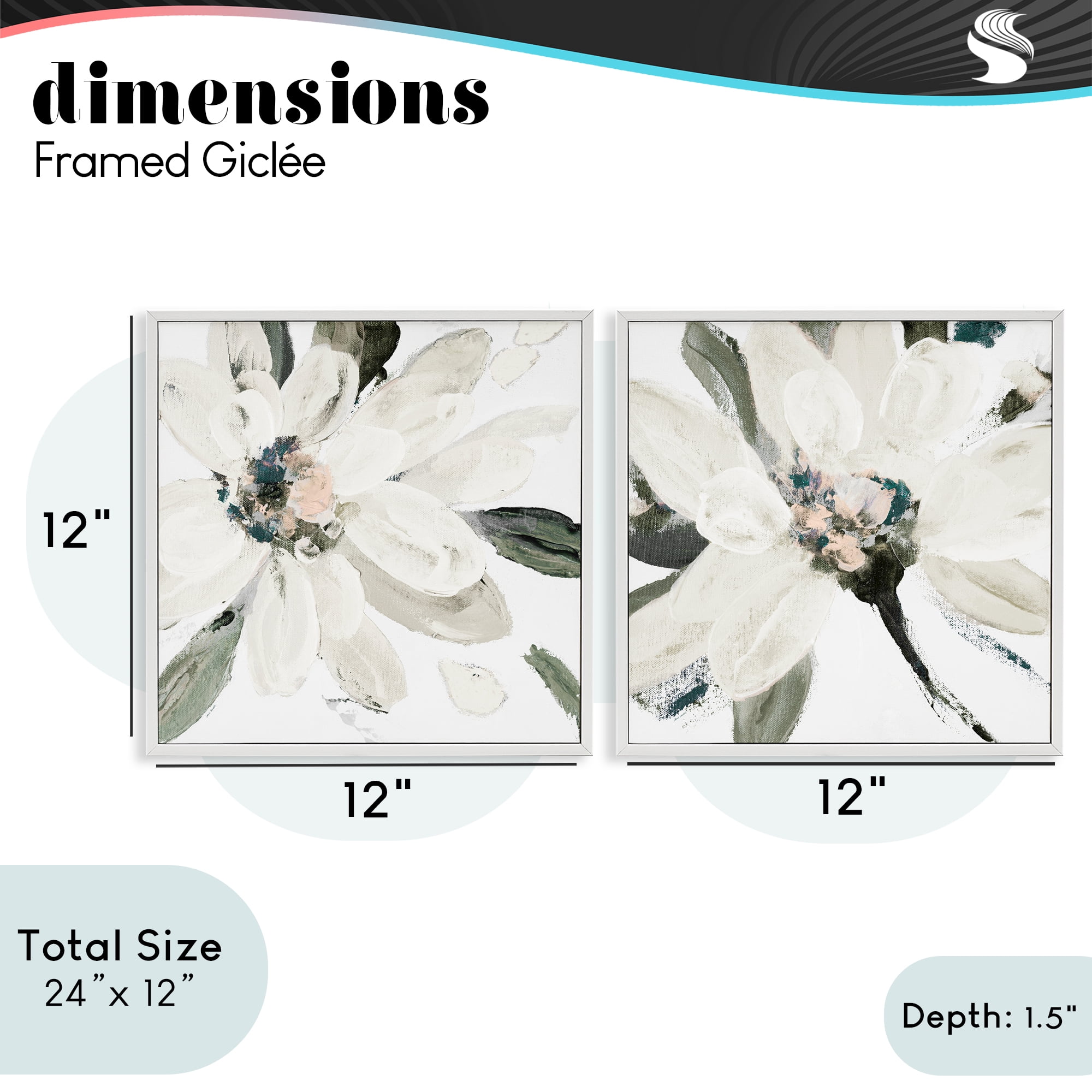 Stupell Industries Naturally Blooming White Flowers 2 Piece White Framed Giclee Art Set, design by Lanie Loreth