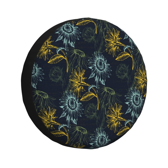 Fotbe Sunflowers Funda de Llanta de Repuesto con Estampado, Engrosada, Ajuste Universal para Jeep, Remolque, RV, SUV, Camión-17 inch