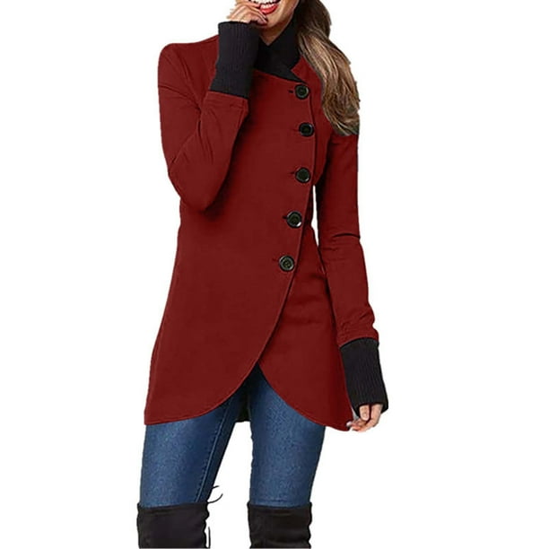 Solid Single Breasted Jacket, Elegant Long Sleeve Jacket For Fall & Winter,  Women's Clothing