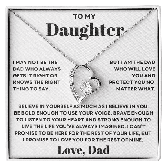 Daughter Necklace from Dad, Forever Love Heart Necklace, Perfect for Birthday, Christmas, Graduation