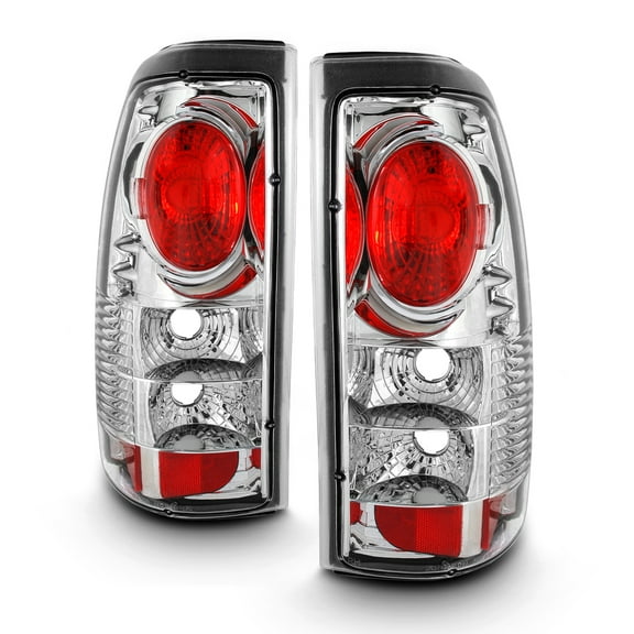 AKKON - For [Altezza Style] 99-02 Silverado | 99-06 Sierra Pickup Truck Rear Chrome Clear Tail Lights Brake Lamps Replacement