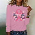 thumbnail image 4 of CLOISE Breast Cancer Shirts for Women Long Sleeve Crew Neck T Shirts Butterfly Ribbon Oversized Breast Cancer Fight Shirts Fashion Comfy Blouses Cancer Survivor Gifts in October Outfits Pink XL, 4 of 4