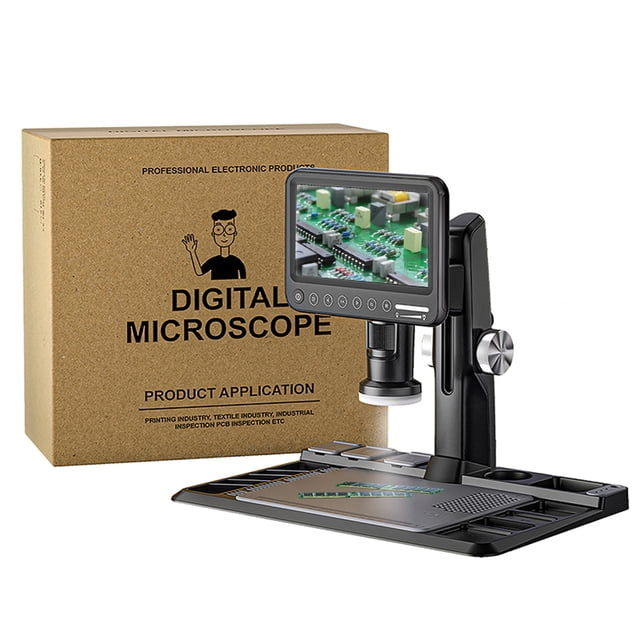 Microscopio digital profesional con pantalla táctil IPS de 7 pulgadas y 12 millones de píxeles.