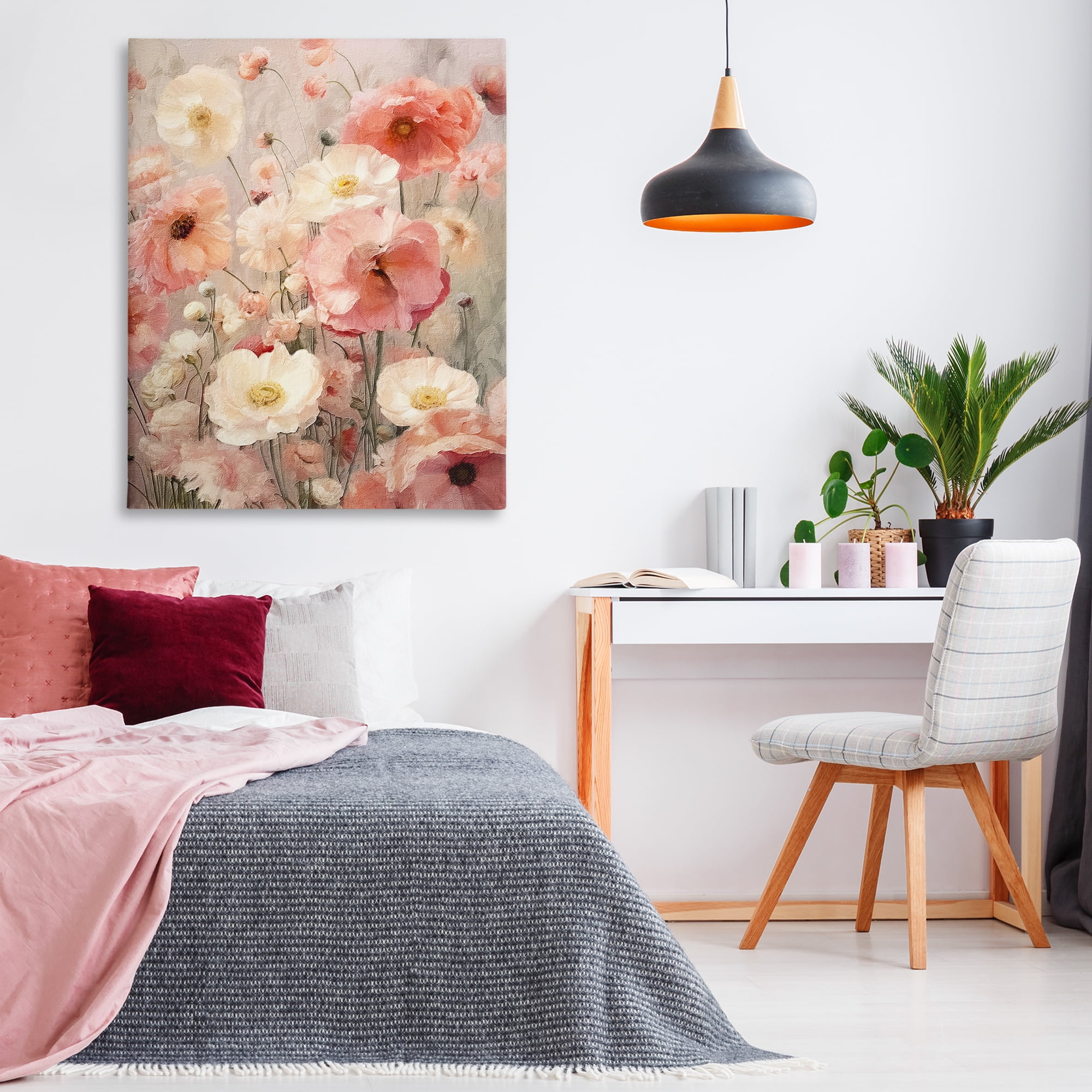 Stupell Industries Blush Floral Pattern Botanical & Floral Painting Gallery Wrapped Canvas Art Print Wall Art, 36 x 48