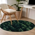 thumbnail image 4 of Green Forest Round Area Rug 3.3 FT, Non Slip Small Entryway Kitchen Mat, Modern Pine Trees Mysterious Art Washable Soft Circular Rug Non-Shedding Door Mat for Bathroom Playroom Kids Room, 4 of 9