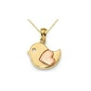 14K Yellow and Rose Pink Gold Bird Heart Charm Pendant Necklace with Chain