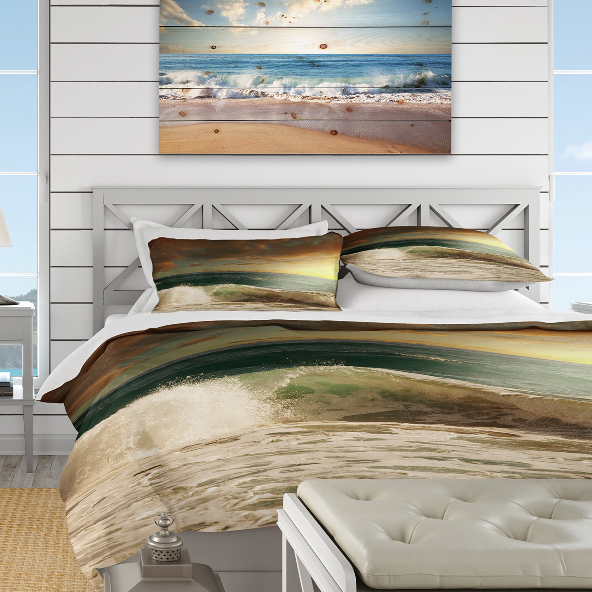 Designart 'Rushing Waves Under Heavy Clouds' Beach Duvet Cover Set