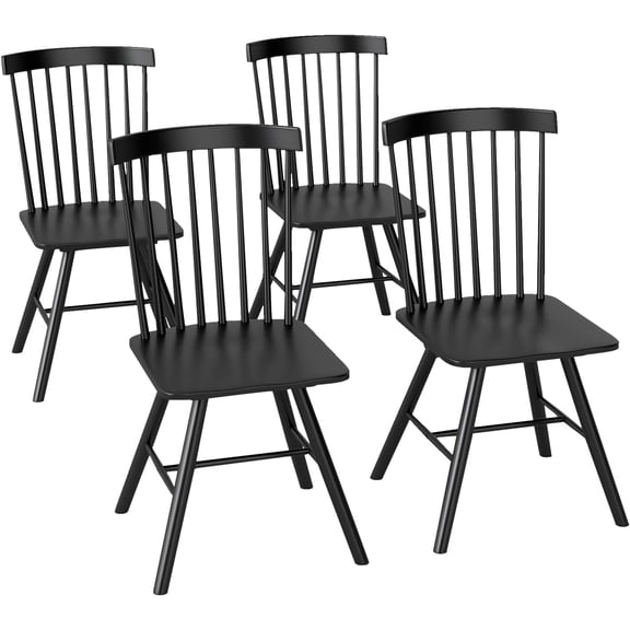 YRLLENSDAN Dining Chairs Set of 4, Wood Kitchen Chair with Spindle Back, Modern Side Chairs for Dining Room, Kitchen, Restaurant, Black