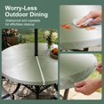 thumbnail image 5 of Round Outdoor Tablecloth with Umbrella Hole and Zipper, Gray Green Tablecloth with Elastic Waterproof, Modern Gradient Geometric Patio Table Covers for 55" - 60" Picnic Pool Tables, 5 of 9