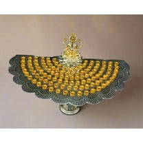 german silver flower stand with 108 golden flowers with ganeshiji idol for housewarming/ diwali/ home decor