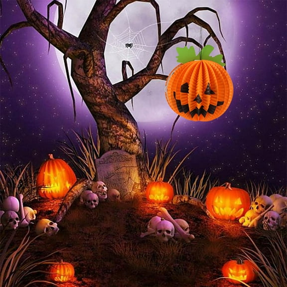 OUNONA  6 Pcs  Decorated Lantern Party Centerpieces Decoration Hanging Pumpkins