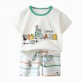 thumbnail image 2 of Toddler Baby Girl Boy Summer Clothes 2pcs Outfit Graphic Short Sleeve Cotton T-Shirt Top Pull on Shorts Set Pockets Kaprioy Toddler Girl Clothes 6 9 18 24 Months 2T 3T 4T 5T 6T, 2 of 4