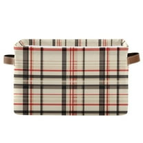 Yayeee Canvas Storage Basket with Handles for Shelves Fabric Bins Closet Organizer, Black Tartan