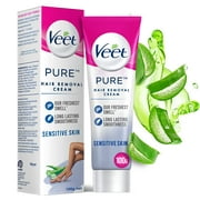 Veet Pure Hair Removal Cream For Women With No Ammonia Smell, Sensitive Skin - 100 G | Suitable For Legs, Underarms, Bikini Line, Arms | 2X Longer Lasting Smoothness Than