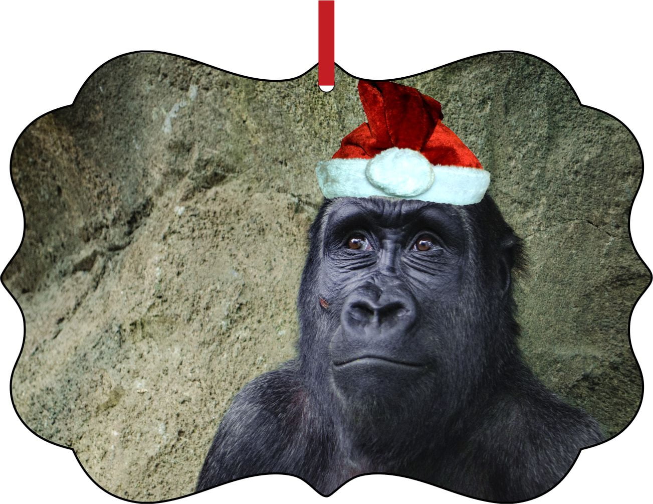 Ornaments Funny Gorilla in a Santa Claus Hat Double Sided Elegant