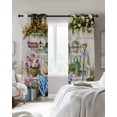 thumbnail image 2 of Spring Daisy Blackout Curtains 45 Inches Long, Kitchen Black Out Window Treatments, Flowers Farmhouse Leaves Floral Pots Countryside Thermal Lined Drapes for Small Window with Grommet 42"x45", 2 of 8