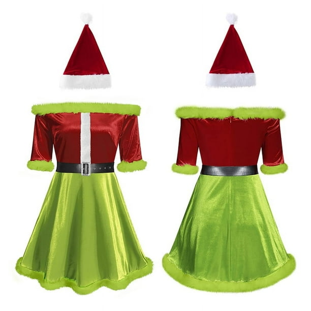 Vestido de Papá Noel para mujer, disfraz de señora Claus de lujo