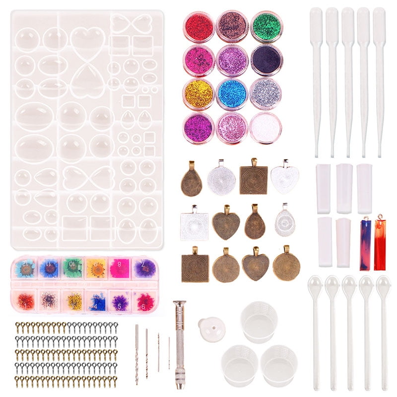 Lot 83Pcs Resin Casting Mould Kit Making Jewelry Pendant DIY Craft Silicone Mold