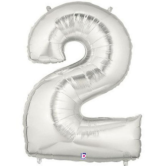Megaloon Silver Number 2 Foil Balloon 40"