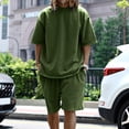 thumbnail image 1 of 2024 European and American Foreign Trade Amazon plus size Casual Men‘s Suit Loose Short Sleeve Men‘s T Spring and Summer Shorts Solid Color Men‘s Wear, 1 of 7