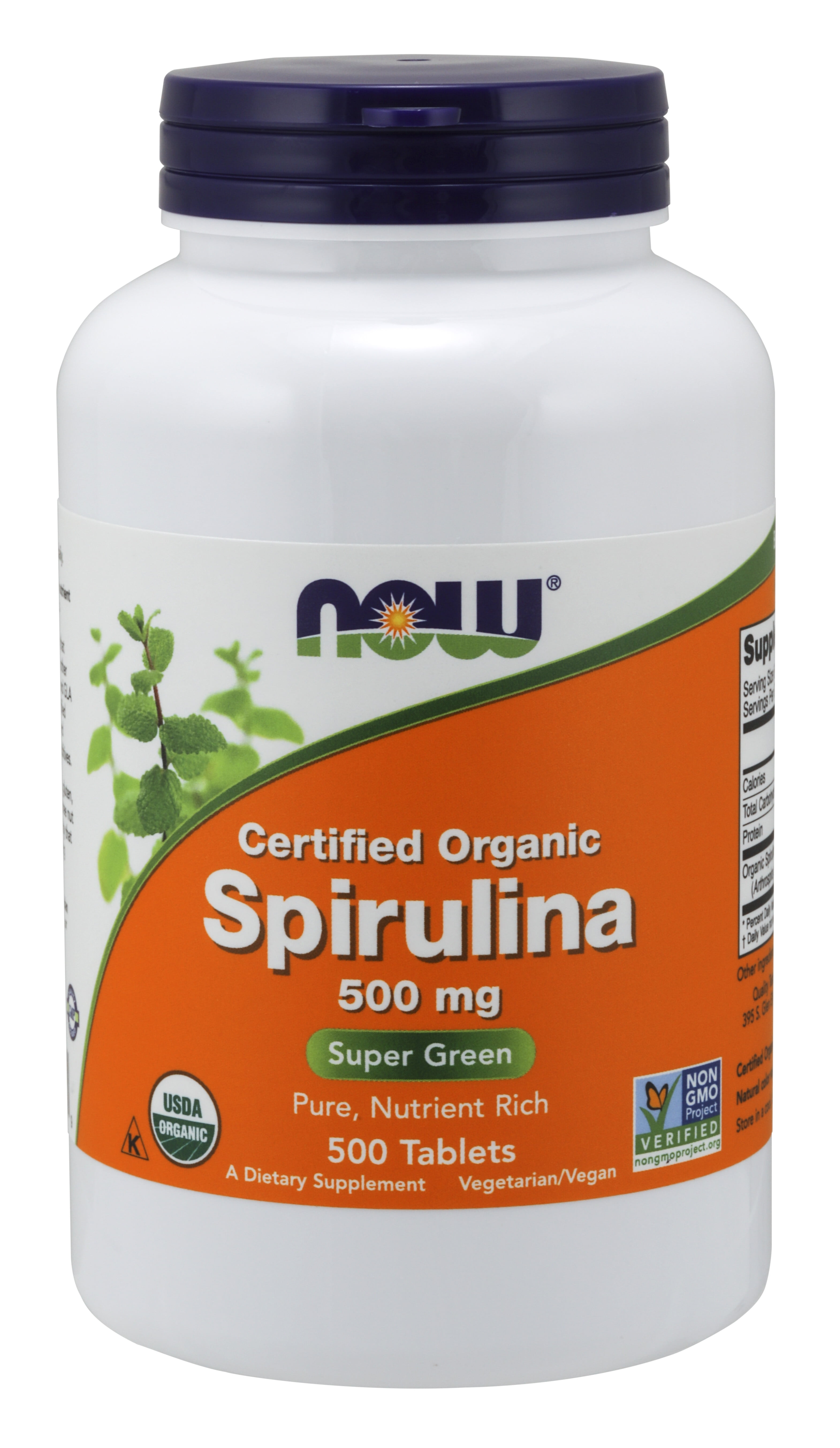 NOW Supplements, Organic Spirulina 500 mg with Vitamins, Minerals and