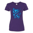 thumbnail image 2 of 3D Blue Skulls Trendy | Womens Fashion Graphic T-Shirt, Purple, Medium, 2 of 4