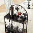 thumbnail image 2 of 20 Bottle Floor Wine Bottle & Glass Rack in Black, 2 of 8